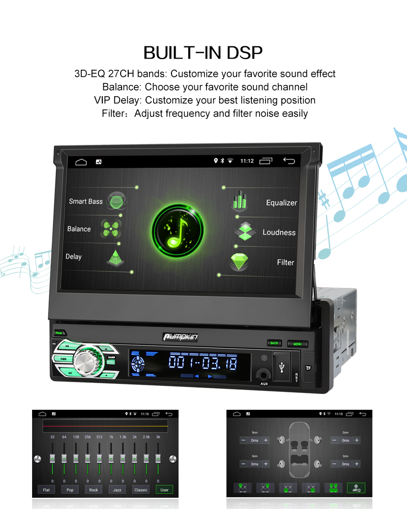 Pumpkin 1 DIN Android 10.0 Autoradio GPS Navi DAB+ RDS